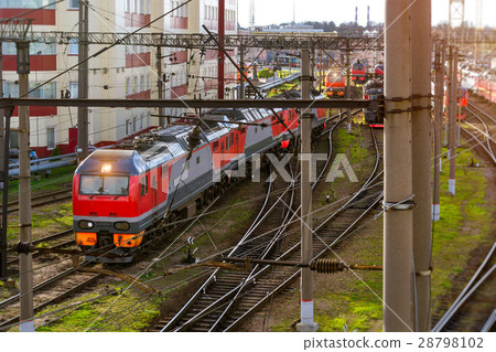 Locomotives on railroad tracks, Russia 28798102