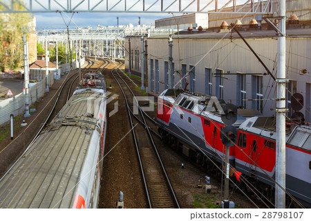 Locomotives on railroad tracks, Russia 28798107