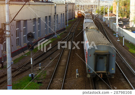 Last rail car on railroad tracks, Russia 28798108