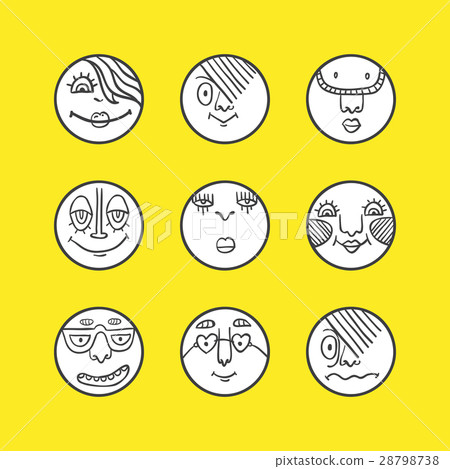 Hand drawn set of emoticons Hand drawn set of emoticons 28798738