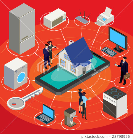 Vector isometric abstract illustration smart home - Stock Illustration ...