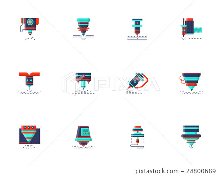 Lasernet Icon Lasers flat color vector icons collection - Stock Illustration ...