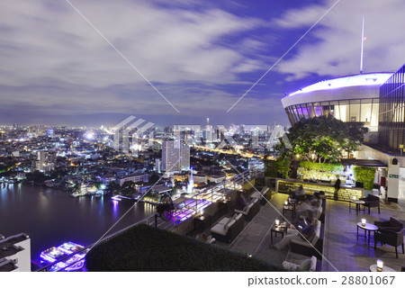 Restaurant couch bar with view of Bangkok Restaurant couch bar with view of Bangkok 28801067