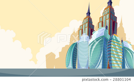 Vector cartoon illustration of an urban landscape Vector cartoon illustration of an urban landscape 28801104