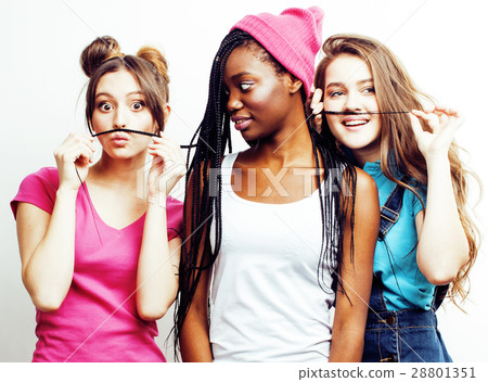 diverse multi nation girls group, teenage friends 28801351