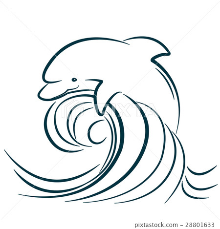 Dolphin illustration jumping in water wave.  28801633