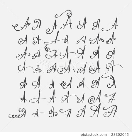 PrintVector set of calligraphic letters A 28802045