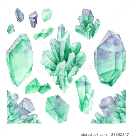 Watercolor pastel colored crystals Watercolor pastel colored crystals 28802247