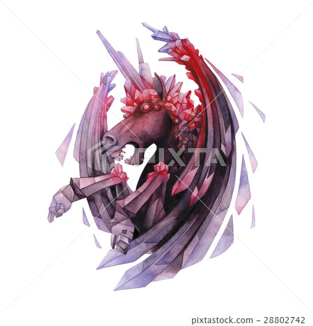 Watercolor crystallizing unicorn 28802742