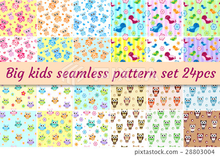 Kids seamless pattern big set. Children endless Kids seamless pattern big set. Children endless 28803004