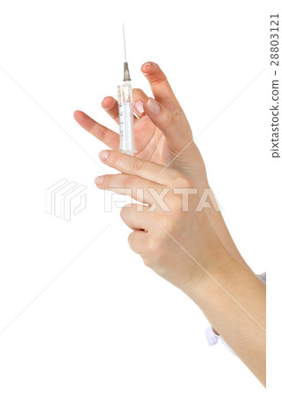 Syringe - medical needle isolated on white 28803121