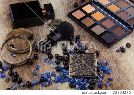 Makeup tools on Fur background 28803270