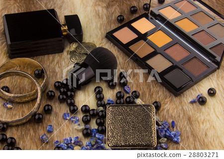 Makeup tools on Fur background 28803271