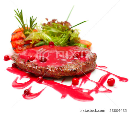 Gourmet food - steak in red sauce 28804483