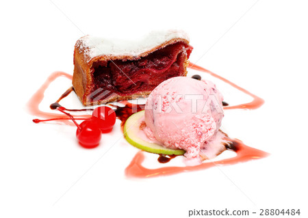 Strudel - cherry pie with ice cream Strudel - cherry pie with ice cream 28804484