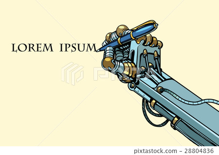 Robot signs a document with a pen Robot signs a document with a pen 28804836
