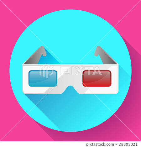 Flat anaglyph 3d glasses vector cinema icon. 3d 28805021