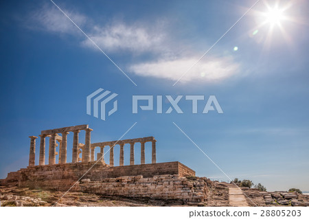 Greek temple Poseidon, Cape Sounion in Greece 28805203