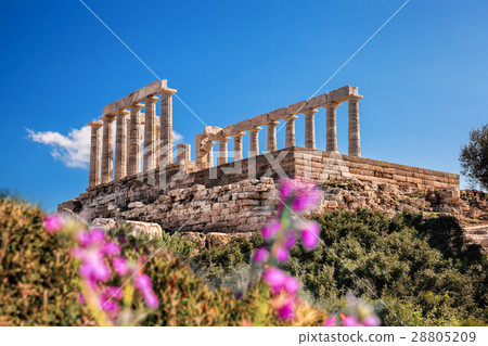 Greek temple Poseidon, Cape Sounion in Greece 28805209