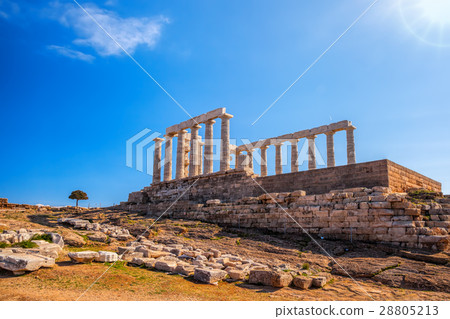 Greek temple Poseidon, Cape Sounion in Greece 28805213