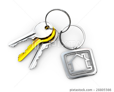 3d Illustration of silver and gold Door keys - Stock Illustration ...