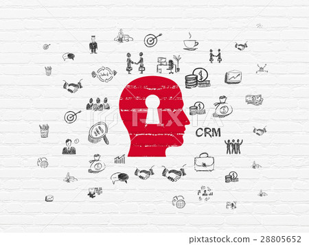 Finance concept: Head With Keyhole on wall 28805652