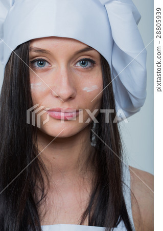 sexy woman in chef uniform knead the dough sexy woman in chef uniform knead the dough 28805939