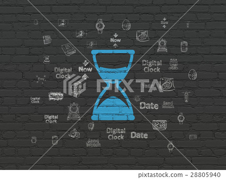 Time concept: Hourglass on wall background Time concept: Hourglass on wall background 28805940
