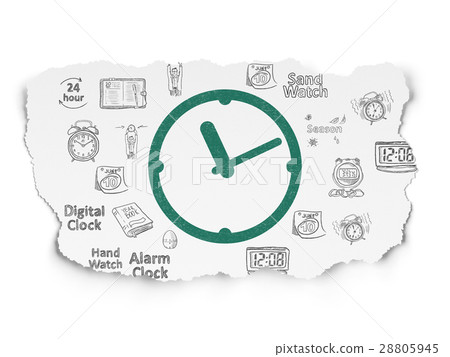 Timeline concept: Clock on Torn Paper background Timeline concept: Clock on Torn Paper background 28805945