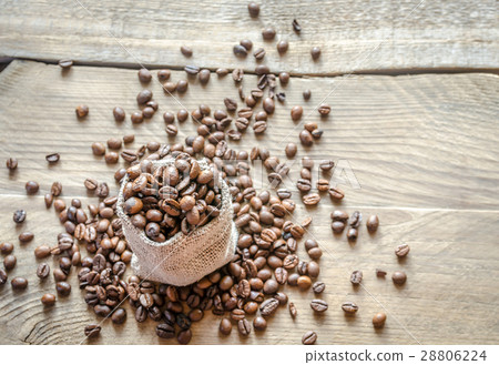 Coffee beans in the sackcloth bag 28806224