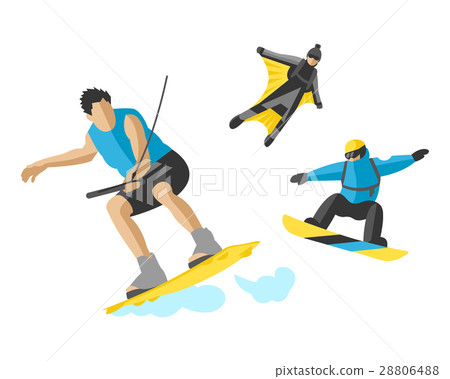 Vector drawing jumping extremesilhouettes 28806488