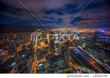 Night scene at Melbourne city skyline. 28806540