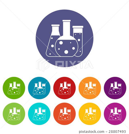 Laboratory flasks set icons Laboratory flasks set icons 28807493
