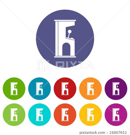 Retro style arcade game machine set icons 28807652
