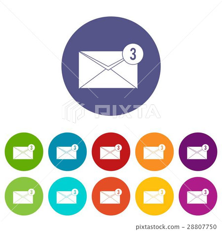 Envelope with three messages set icons Envelope with three messages set icons 28807750