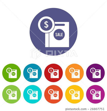 Dollar sign and shopping bag for sale set icons Dollar sign and shopping bag for sale set icons 28807751