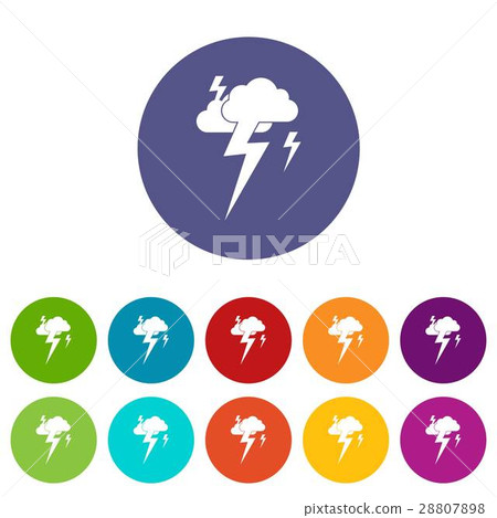 Cloud and lightning set icons 28807898