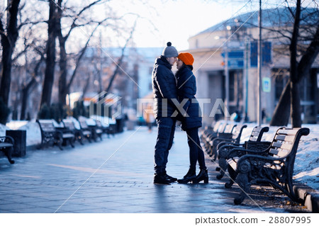 couple embracing on a walk Moscow 28807995