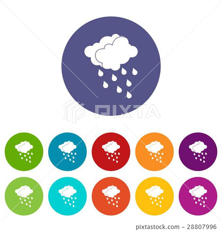 Clouds and water drops set icons 28807996