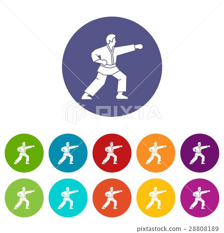 Aikido fighter set icons 28808189