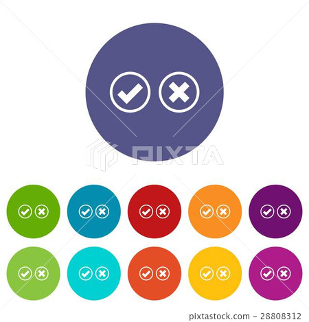 Tick and cross selection set icons Tick and cross selection set icons 28808312