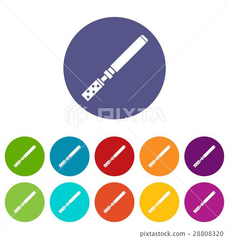 Electronic cigarette with cartridges set icons 28808320