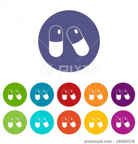 Pills set icons 28808376