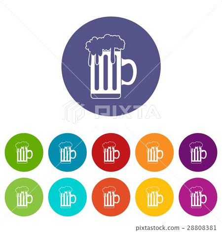 Mug with beer set icons Mug with beer set icons 28808381