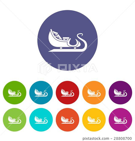 Christmas sleigh of santa claus set icons Christmas sleigh of santa claus set icons 28808700