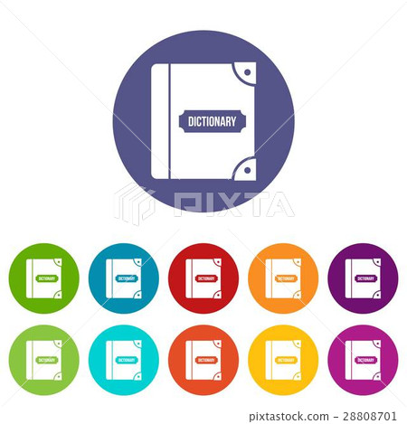 English dictionary set icons English dictionary set icons 28808701