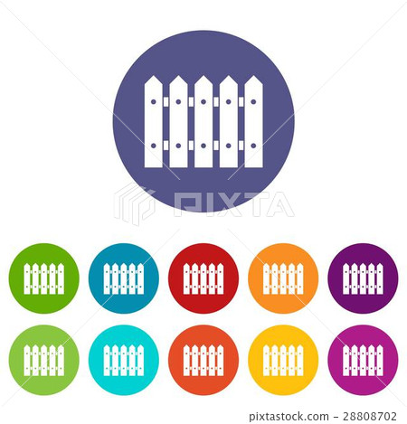 Wooden fence set icons Wooden fence set icons 28808702