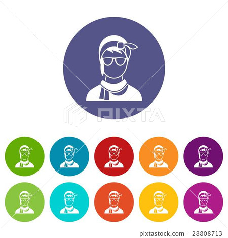Hipster woman set icons Hipster woman set icons 28808713
