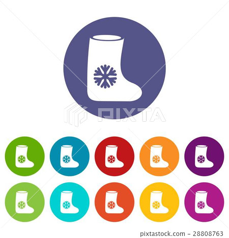 Felt boots set icons 28808763