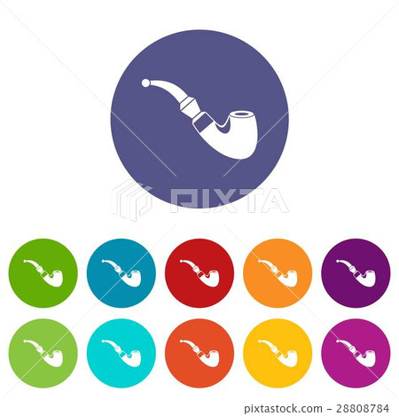 Wooden pipe set icons Wooden pipe set icons 28808784